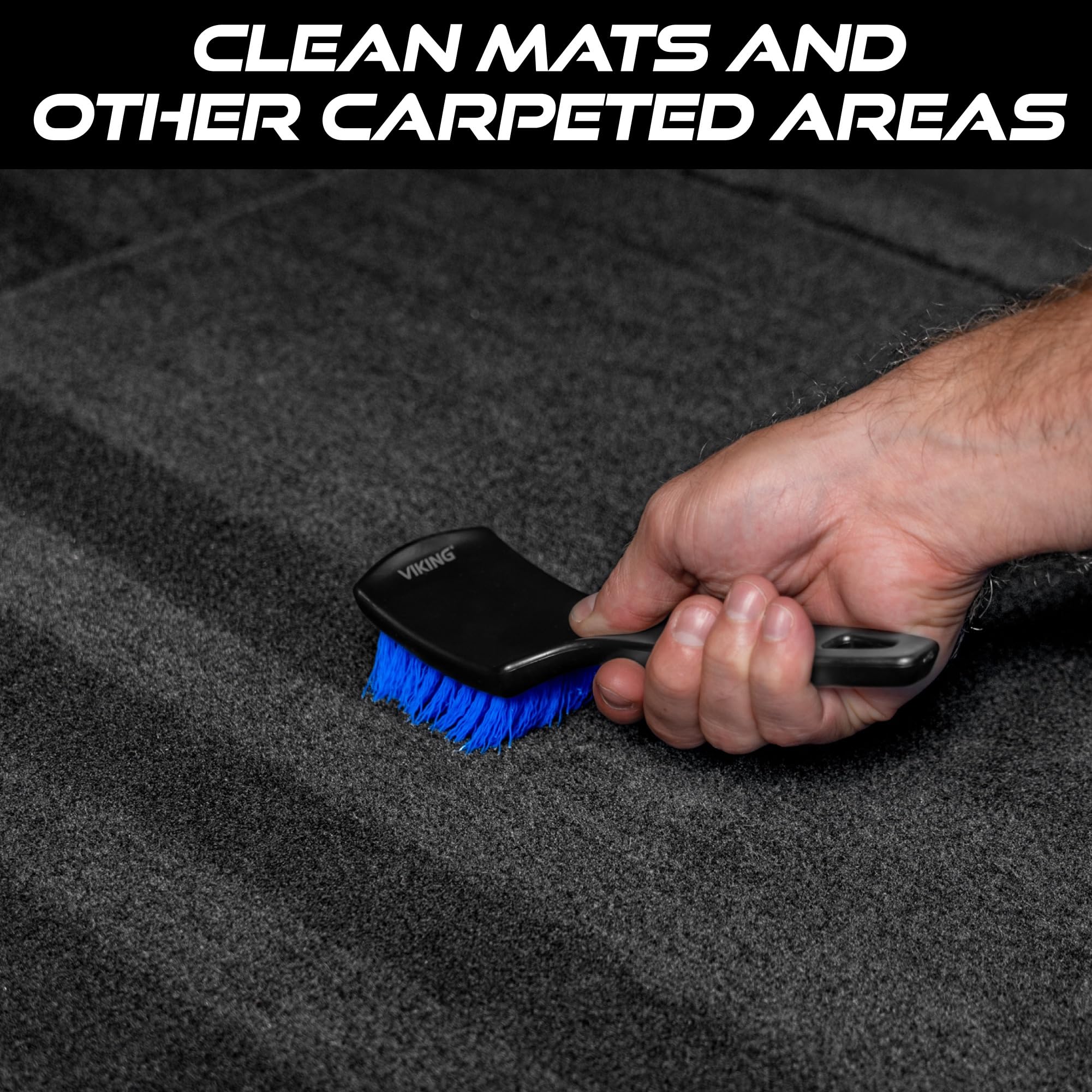 Viking Carpet Cleaning and Scrub Brush for Floor Mats, Cleaning Brush for Car Interior and Home, Black and Blue, 8.3 inch x 2.5 Inch - Image 4