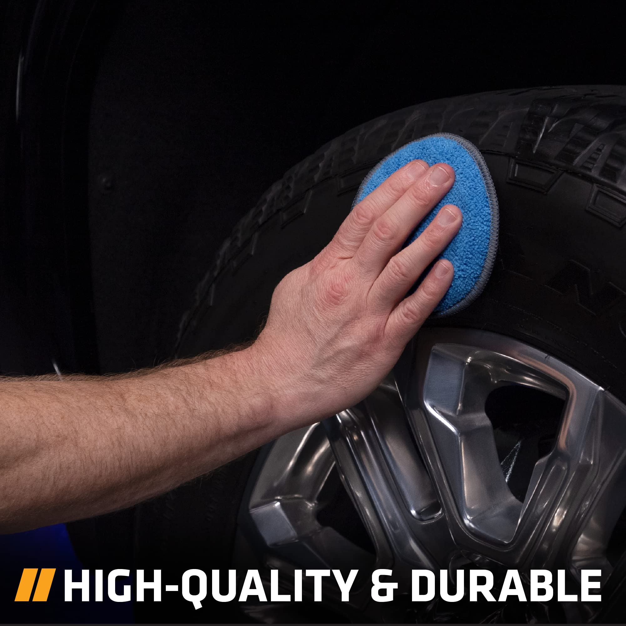 Viking Microfiber Car and Tire Wax Applicator Pads and Cleaning Pads - Blue/Grey, 5 in. Diameter, 6 Pack - Image 4