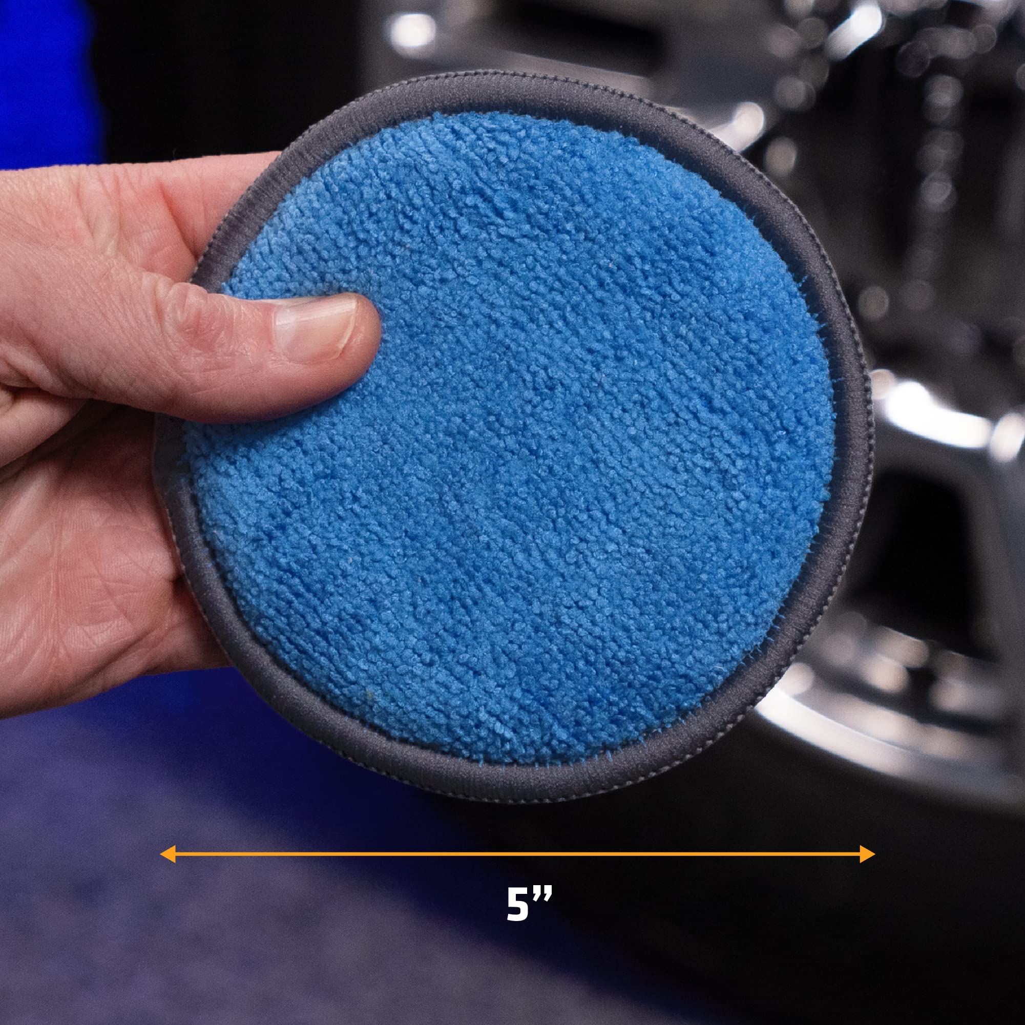 Viking Microfiber Car and Tire Wax Applicator Pads and Cleaning Pads - Blue/Grey, 5 in. Diameter, 6 Pack - Image 6