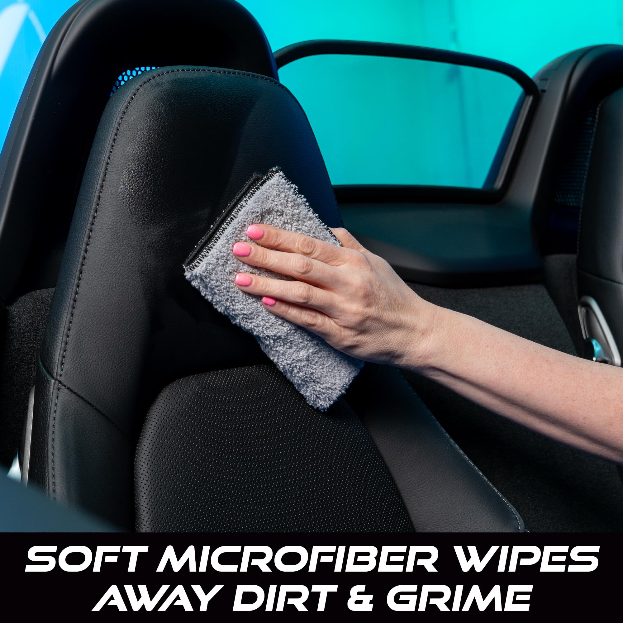 VIKING Microfiber Car Interior Cleaner Pads with Foam Core for Car Detailing Kit and Home, Microfiber and Nylon Bristles, Grey & White, 8 inch x 6.8 inch, 2 Pack - Image 4