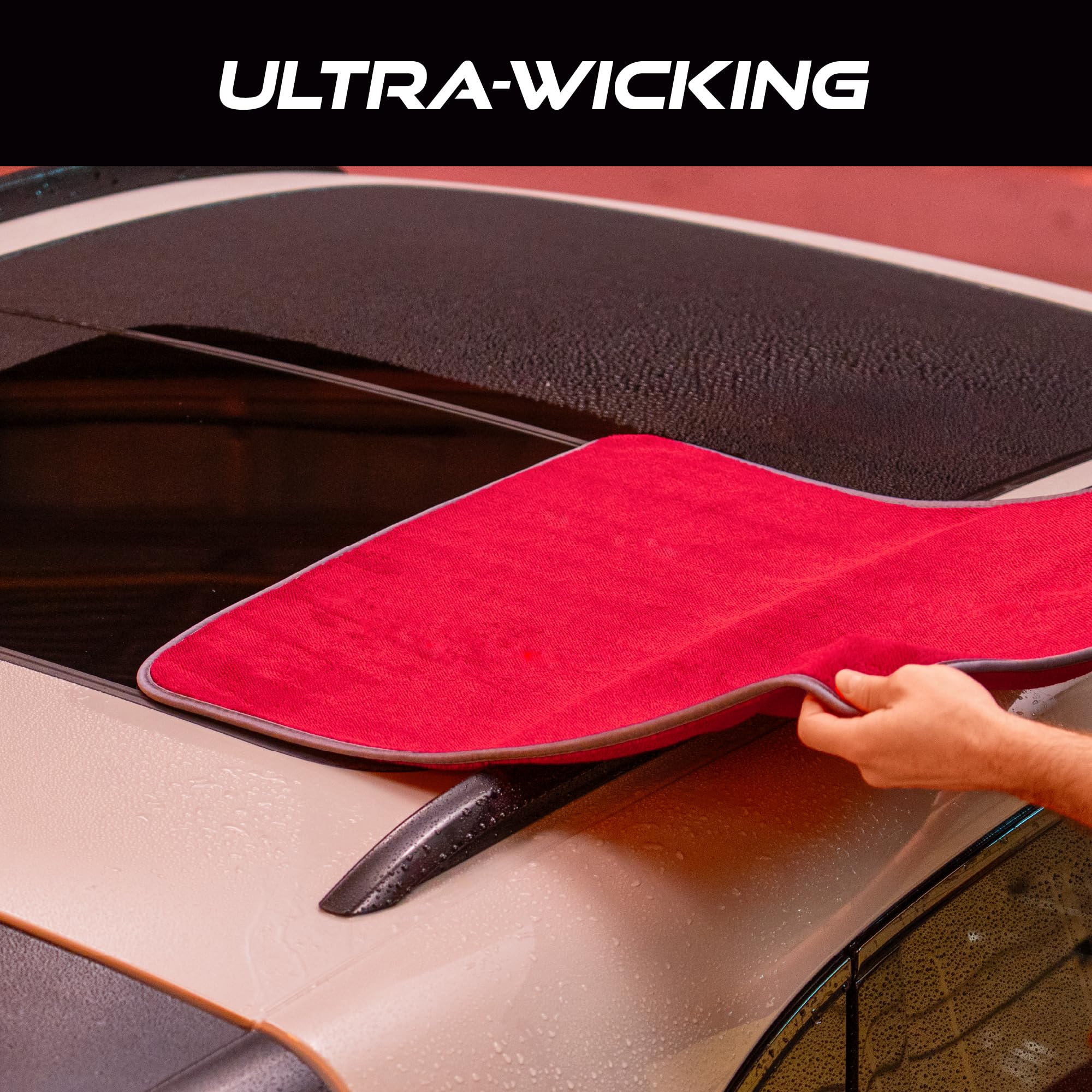VIKING Microfiber Towel, Premium Car Drying Towel, Twisted Loop, Soft and Super Absorbent, Thick 1000gsm for Car Detailing Kit, Red, 24 Inch x 24 Inch, 1 Pack - Image 3