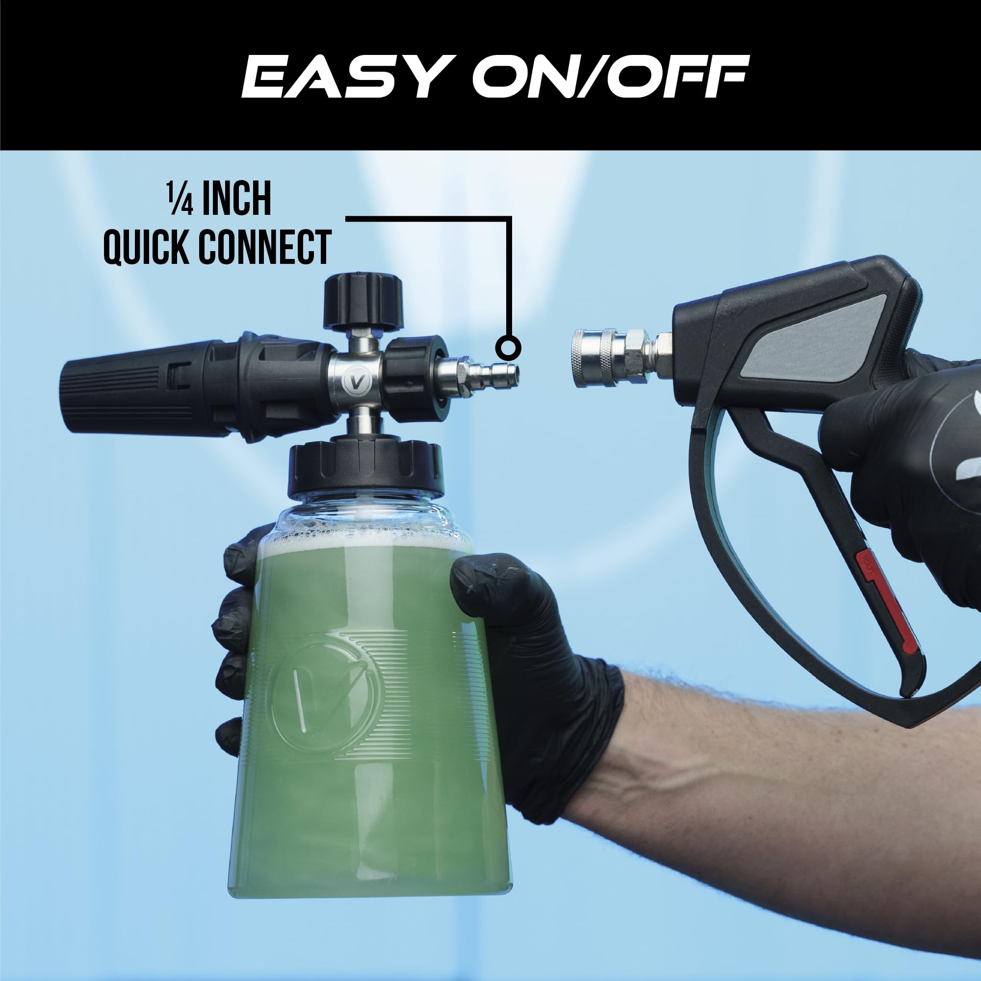 VIKING Professional Foam Cannon for Car, Adjustable Spray Nozzle, 1.1 Liter Soap Canister, 1/4" Quick Connect Plug for Pressure Washer and Car Detailing Kit - Image 5