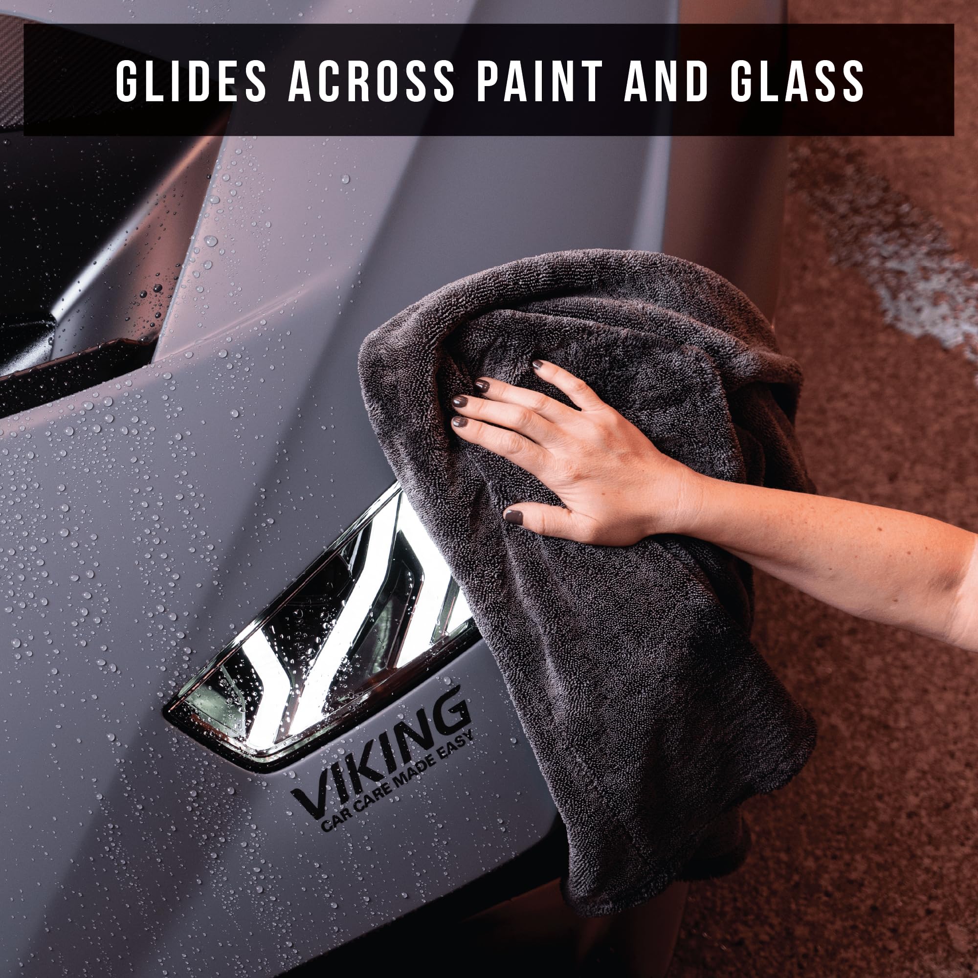 VIKING V+ Premium Microfiber Towel for Car Drying, Twisted Loop, Soft and Super Absorbent, Thick 1200gsm Towel for Car Detailing Kit, Grey, 24 Inch x 36 Inch, 1 Pack - Image 5